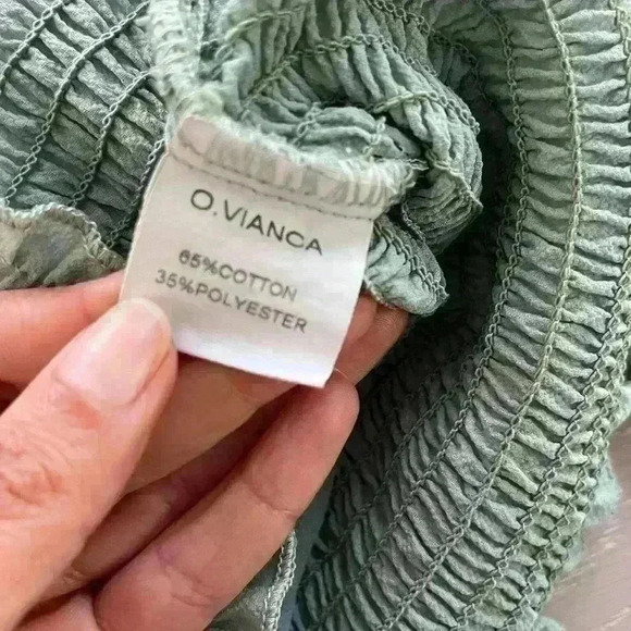 O Vianca mint sheer crop top puff sleeve size small S - Picture 7 of 8